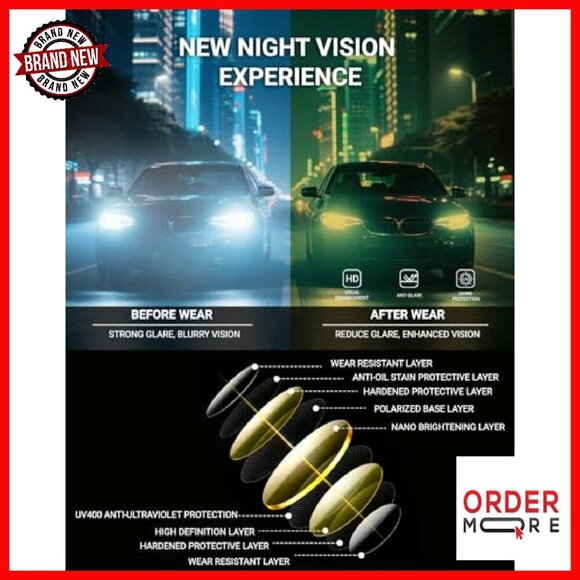 Polarized Night Driving Glasses Folding Oversized Fit Over Prescription main image 5